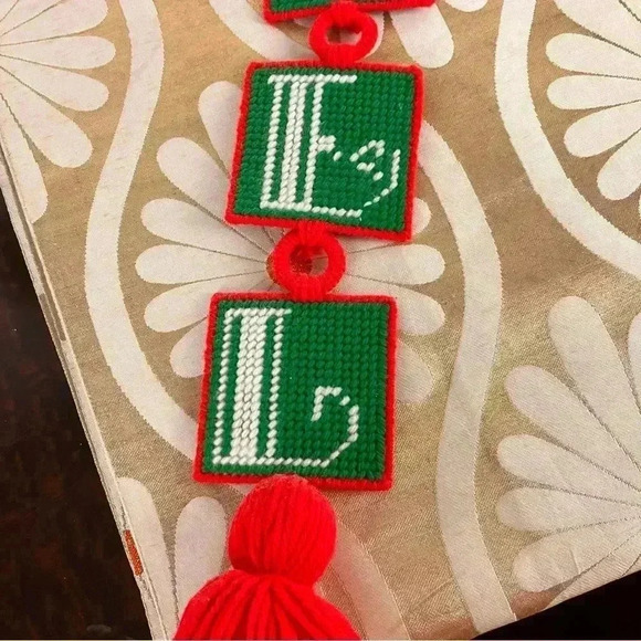 VTG "NOEL" Door Hanging Kitschy Christmas Needlepoint Plastic Canvas Decor -23" - Picture 4 of 4